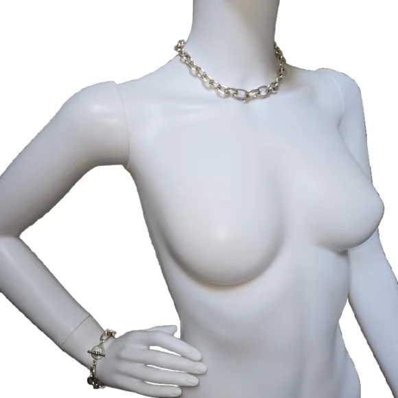 Ralph Lauren Silver Plated Chain Necklace and Bracelet Set - Picture 2 of 7